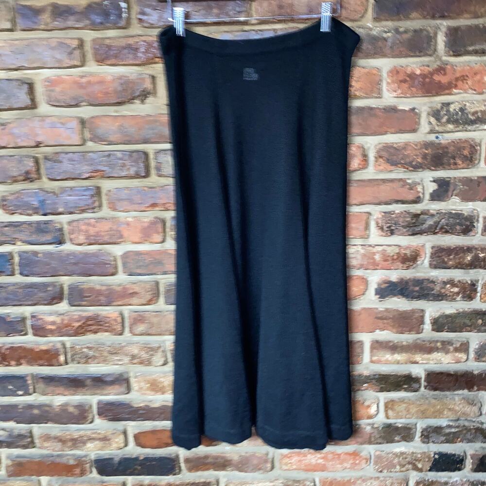 Peruvian Connection Black Baby Alpaca Silk Knit Midi Skirt Women's Size Large